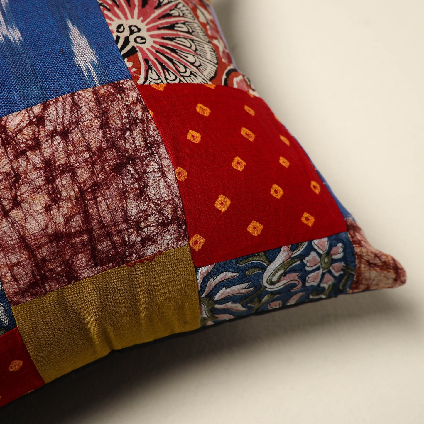 Multicolor Handcrafted Cotton Patchwork Cushion Cover