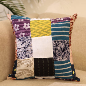 Buy Multicolor Handcrafted Cotton Patchwork Cushion Cover