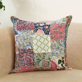 Multicolor - handcrafted cotton patchwork cushion cover 83