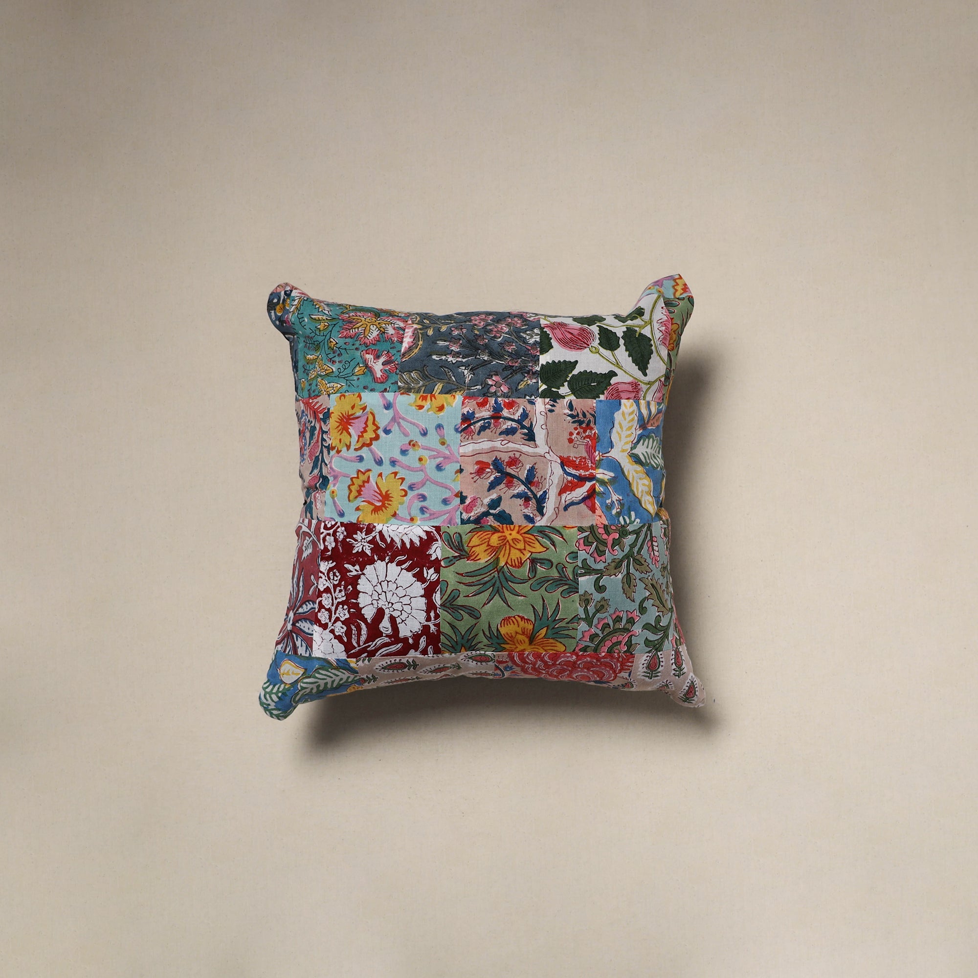 Multicolor - handcrafted cotton patchwork cushion cover 84