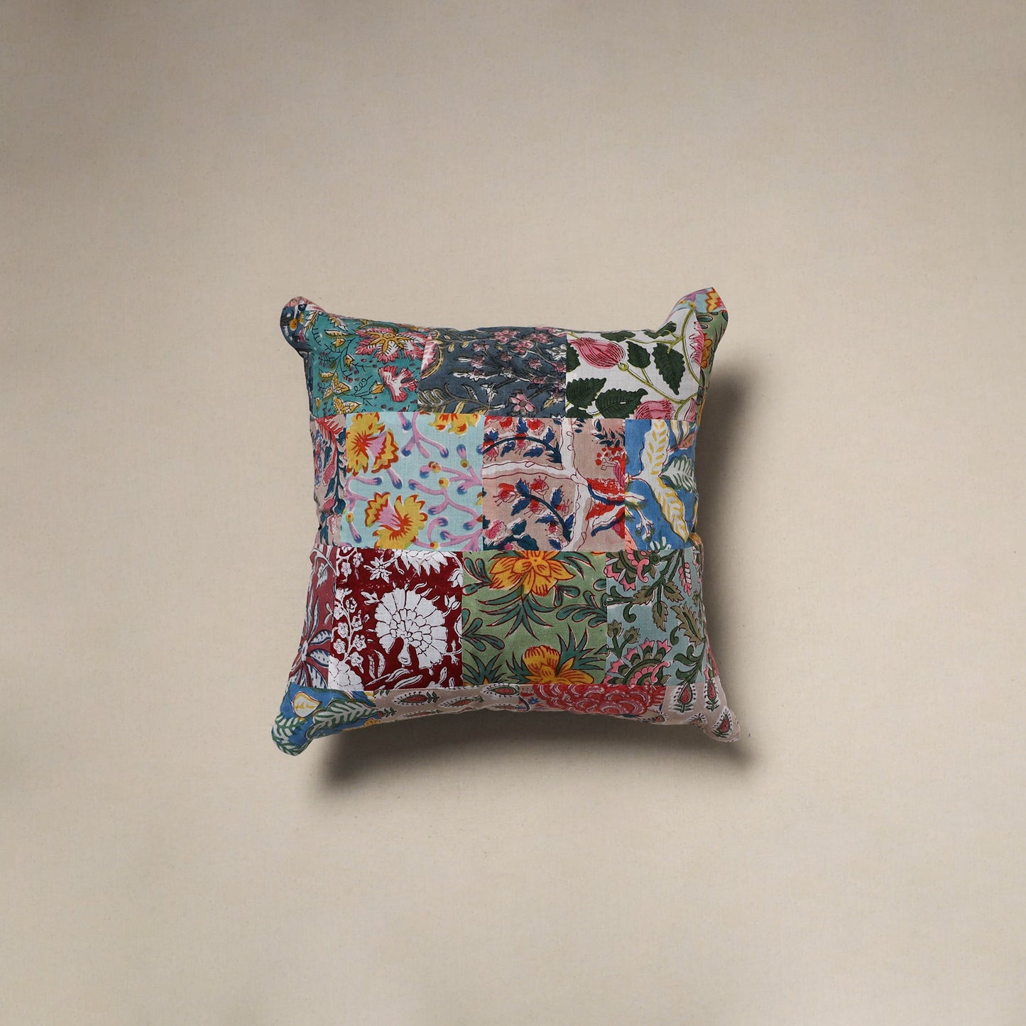 Multicolor - handcrafted cotton patchwork cushion cover 84