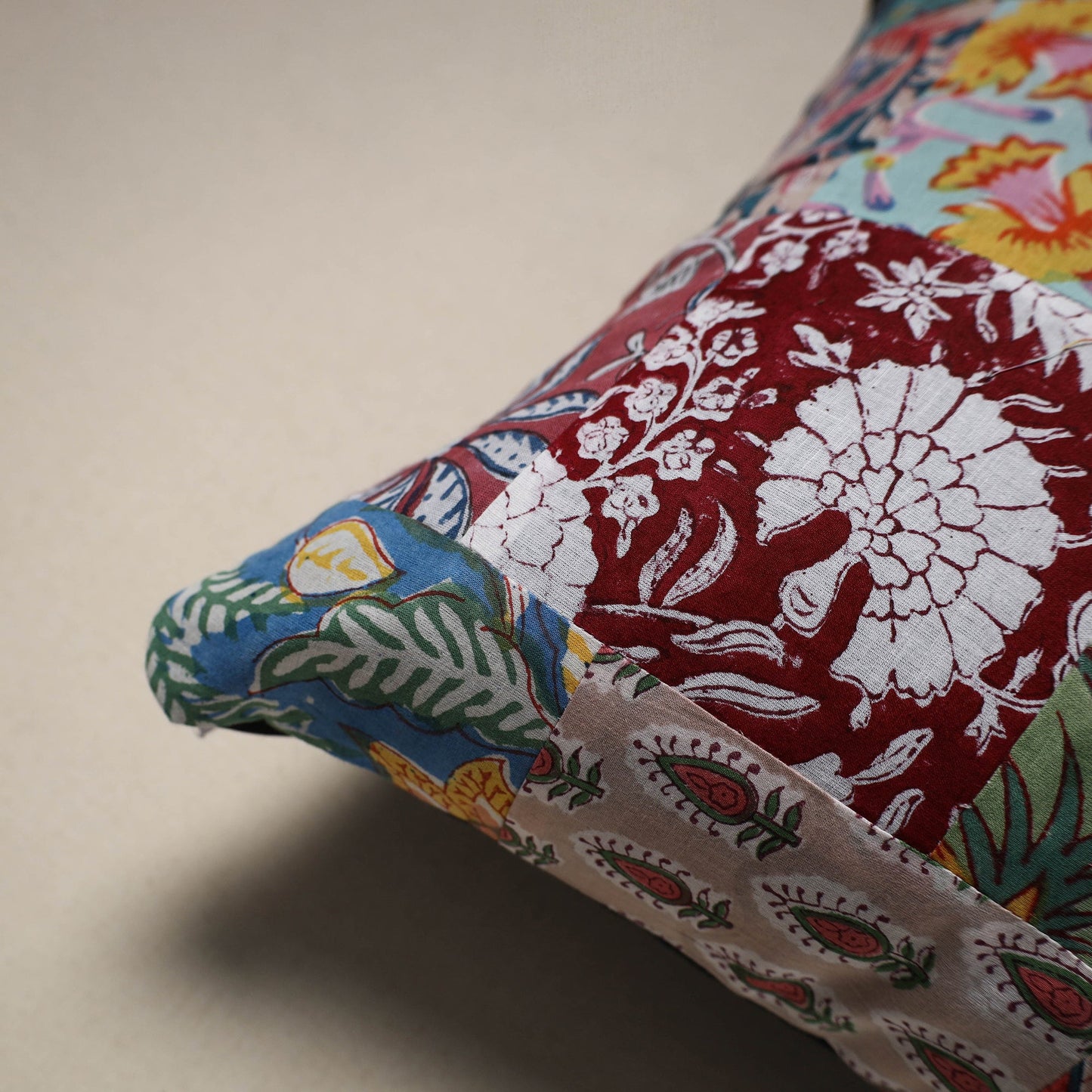 Multicolor - handcrafted cotton patchwork cushion cover 84