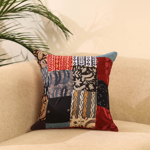 Buy Multicolor Handcrafted Cotton Patchwork Cushion Cover
