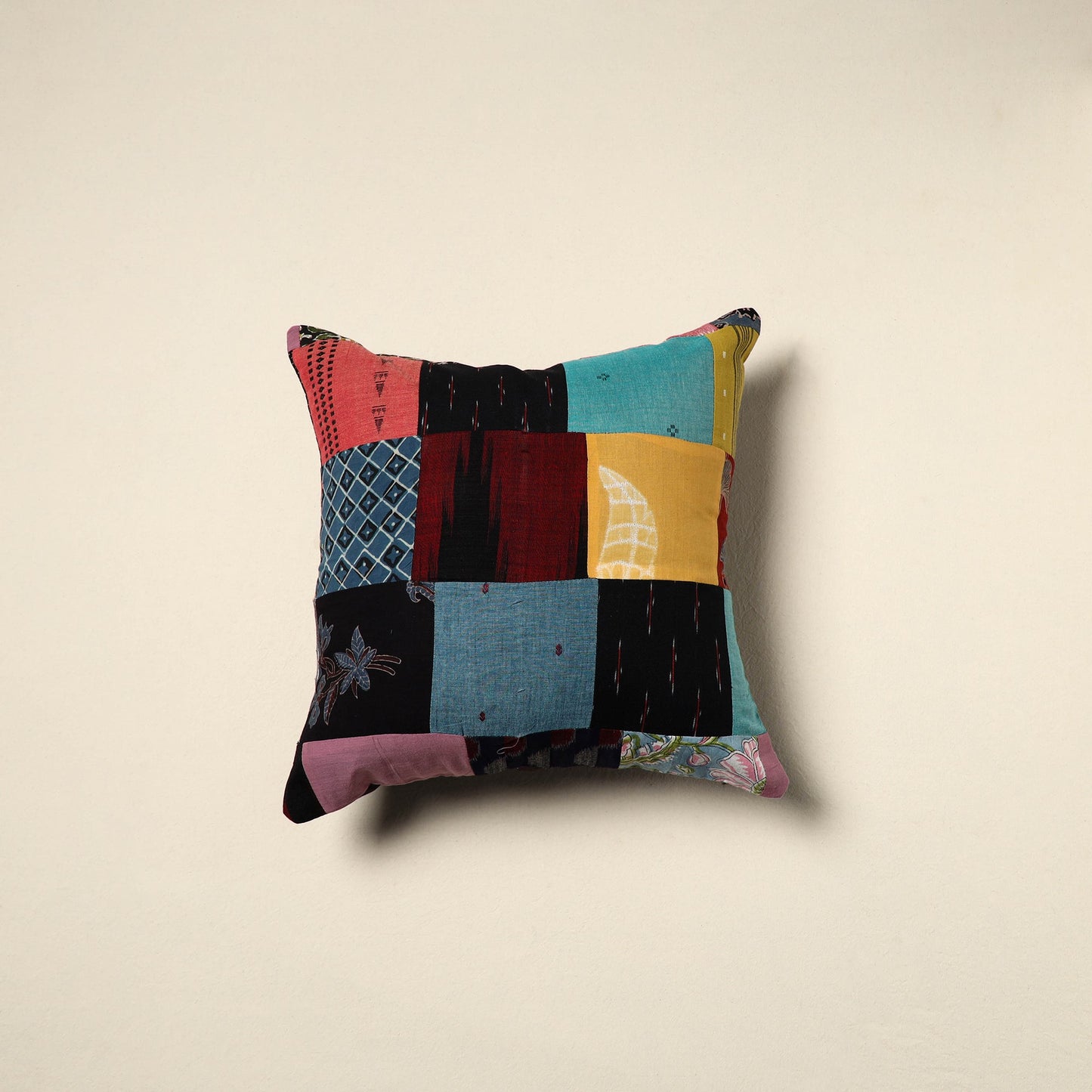 Multicolor Handcrafted Cotton Patchwork Cushion Cover