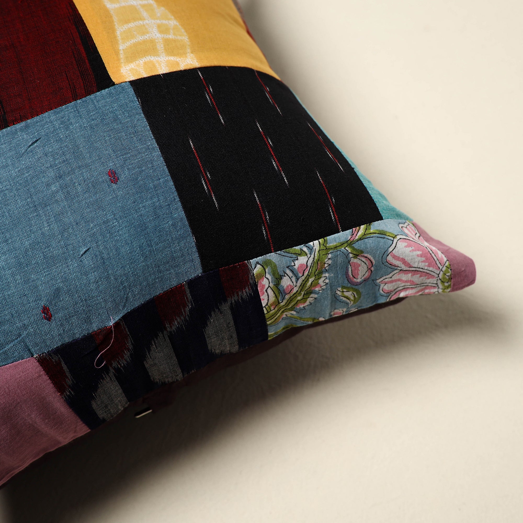 Multicolor Handcrafted Cotton Patchwork Cushion Cover