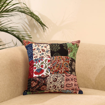 Buy Multicolor Handcrafted Cotton Patchwork Cushion Cover