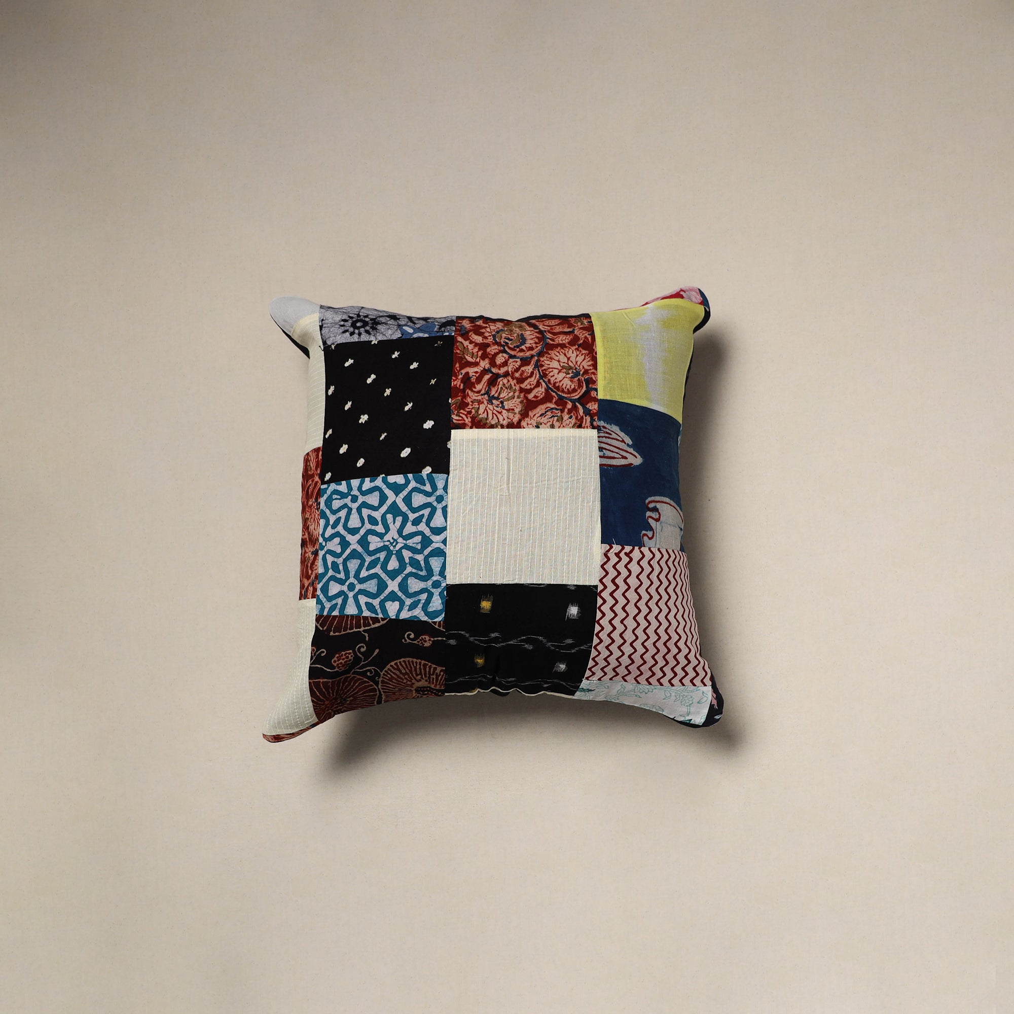 Multicolor - handcrafted cotton patchwork cushion cover 86