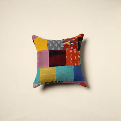 Multicolor Handcrafted Cotton Patchwork Cushion Cover