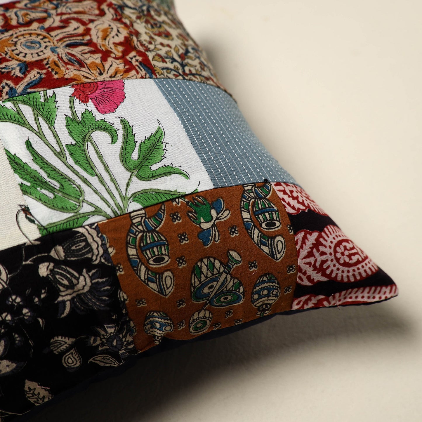 Multicolor Handcrafted Cotton Patchwork Cushion Cover