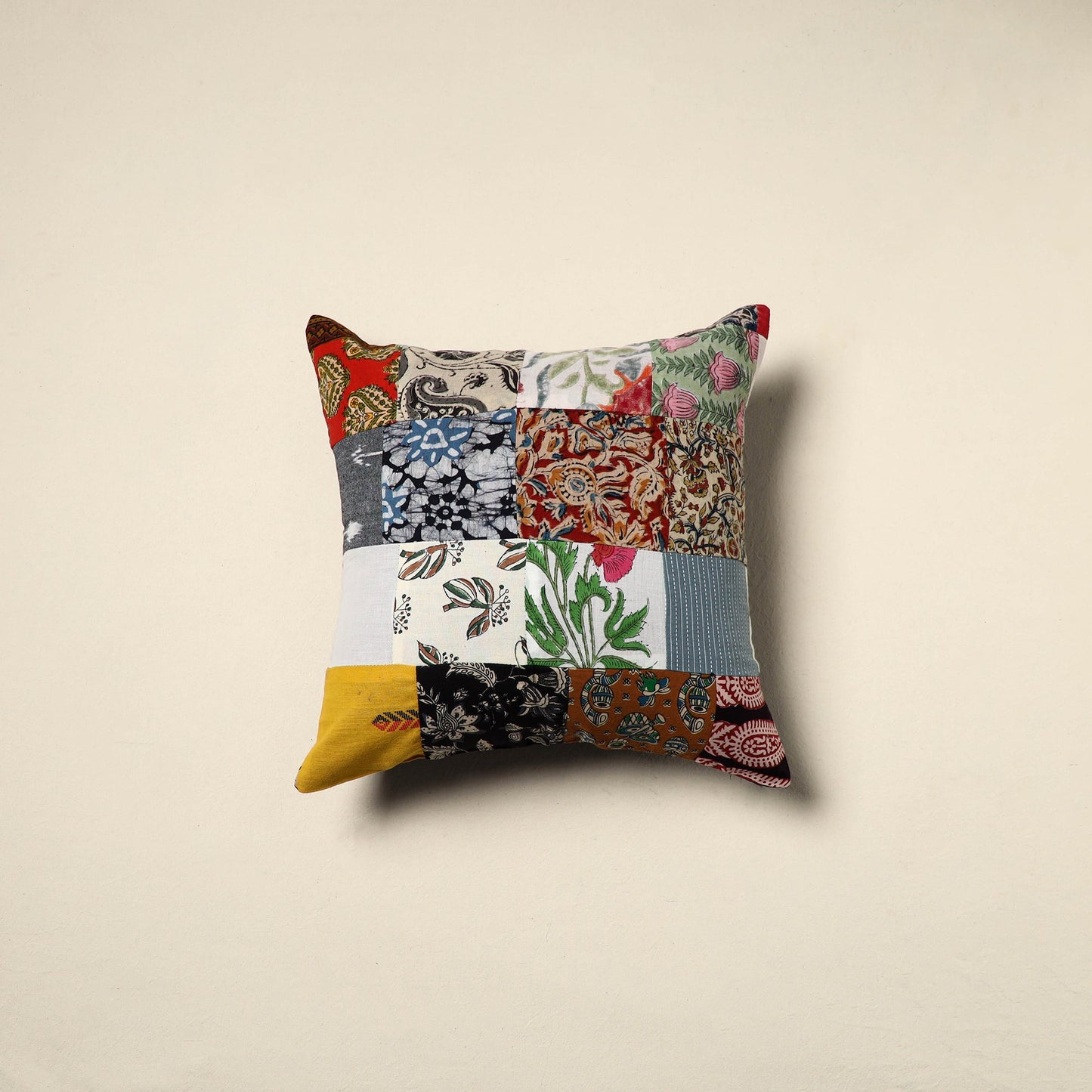 Multicolor Handcrafted Cotton Patchwork Cushion Cover