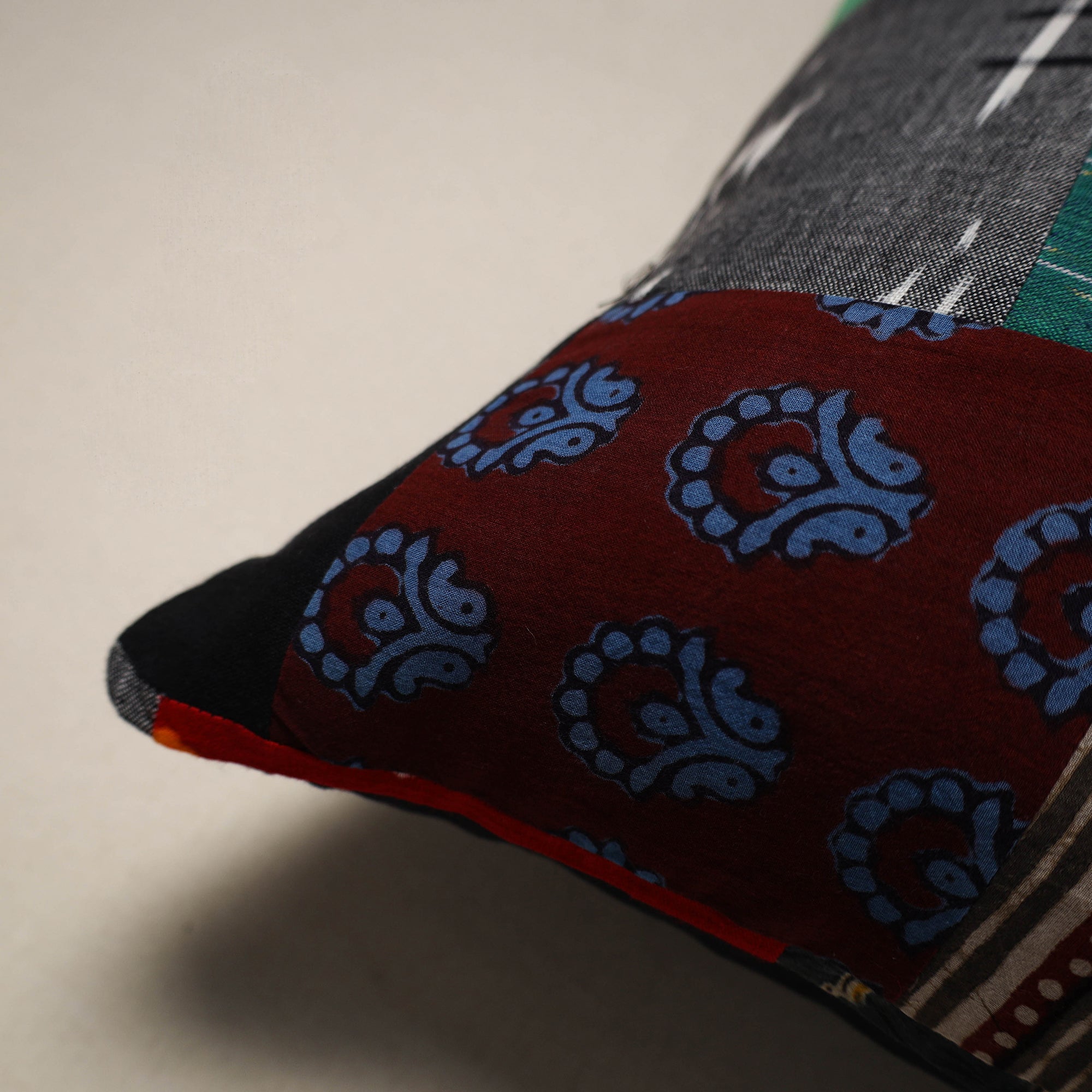 Multicolor - handcrafted cotton patchwork cushion cover 90