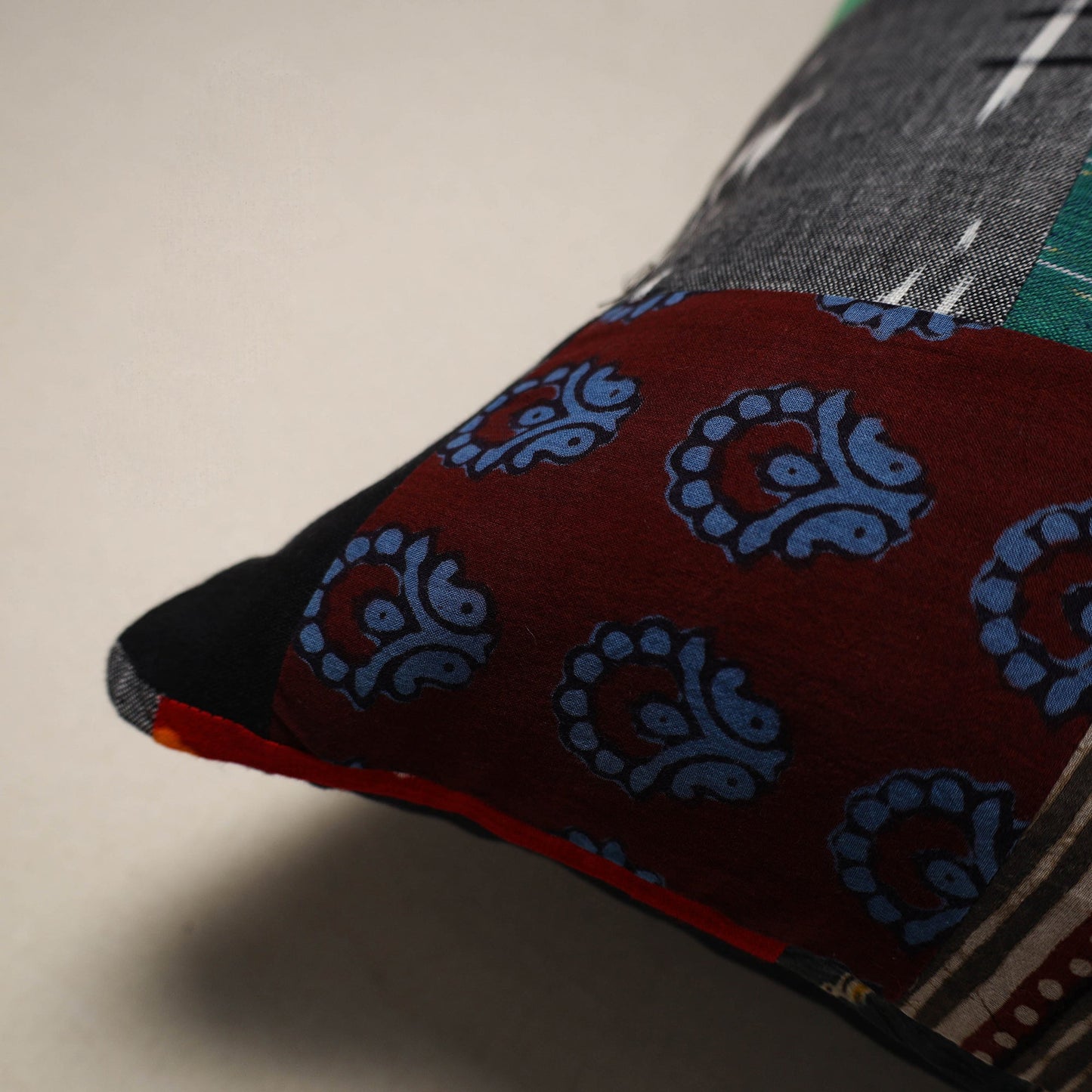 Multicolor - handcrafted cotton patchwork cushion cover 90