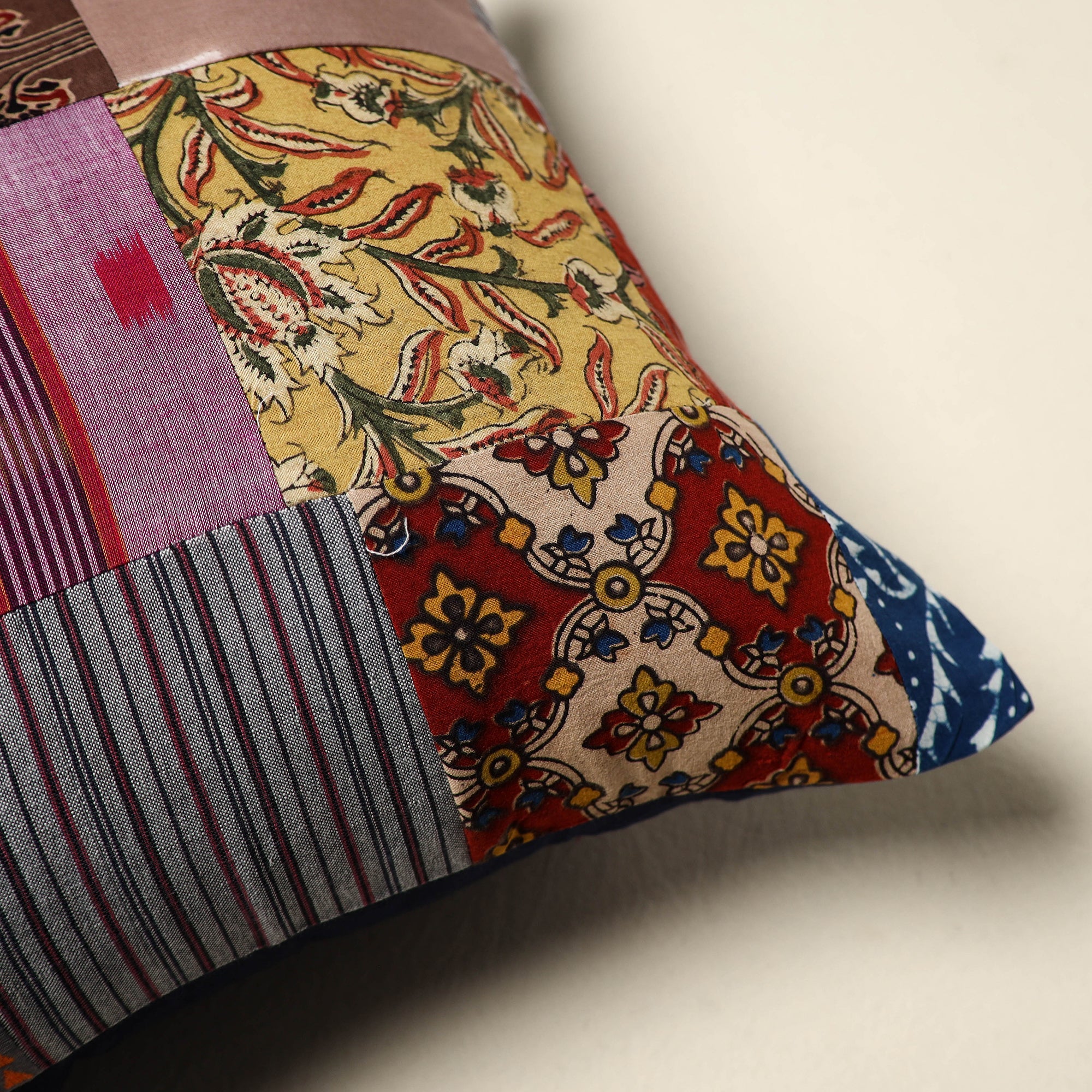 Multicolor - handcrafted cotton patchwork cushion cover 91