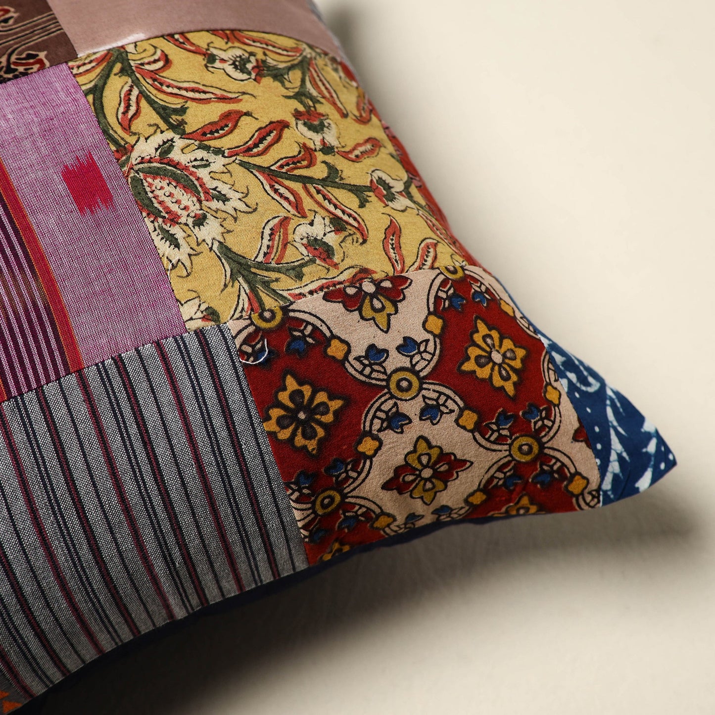 Multicolor - handcrafted cotton patchwork cushion cover 91