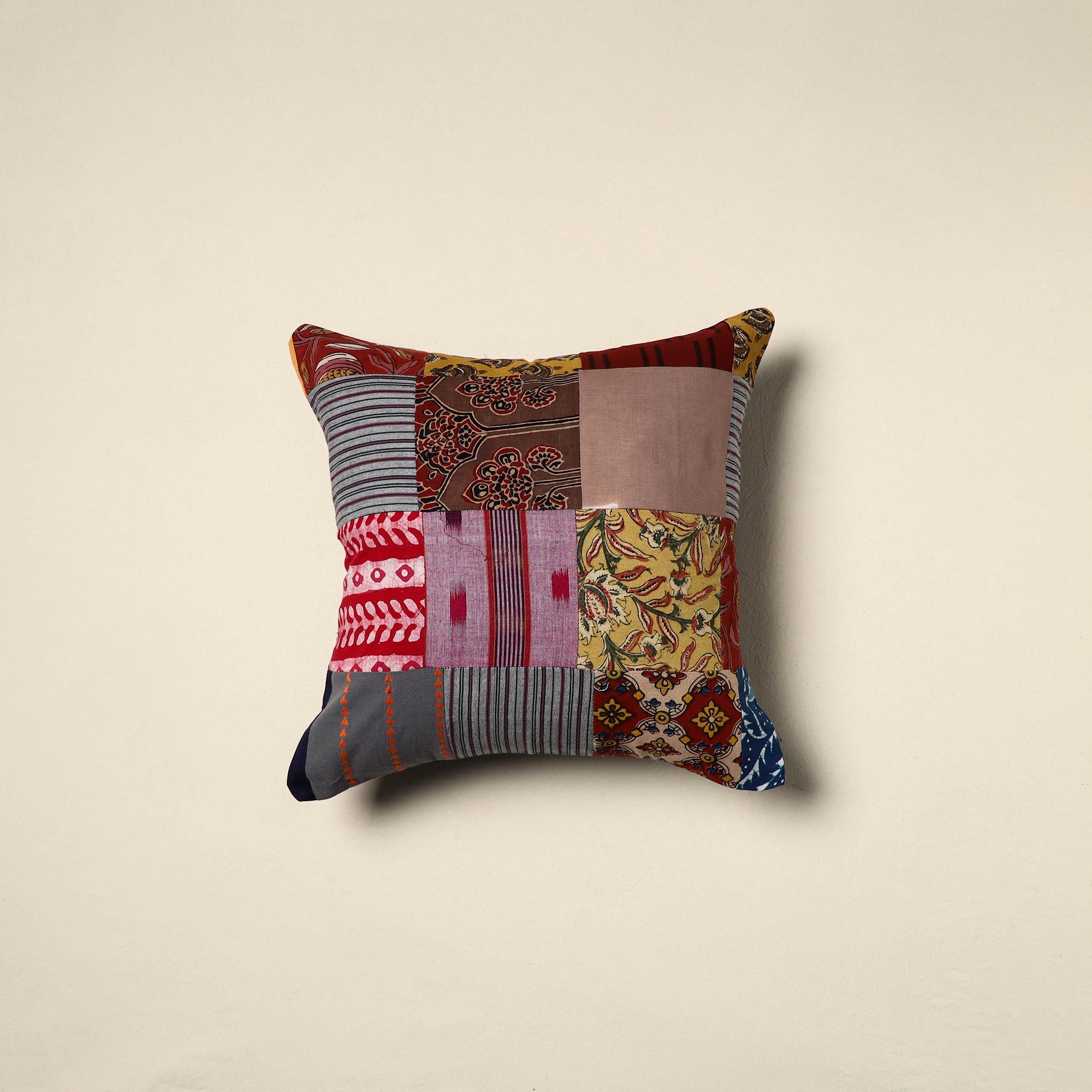 Multicolor - handcrafted cotton patchwork cushion cover 91