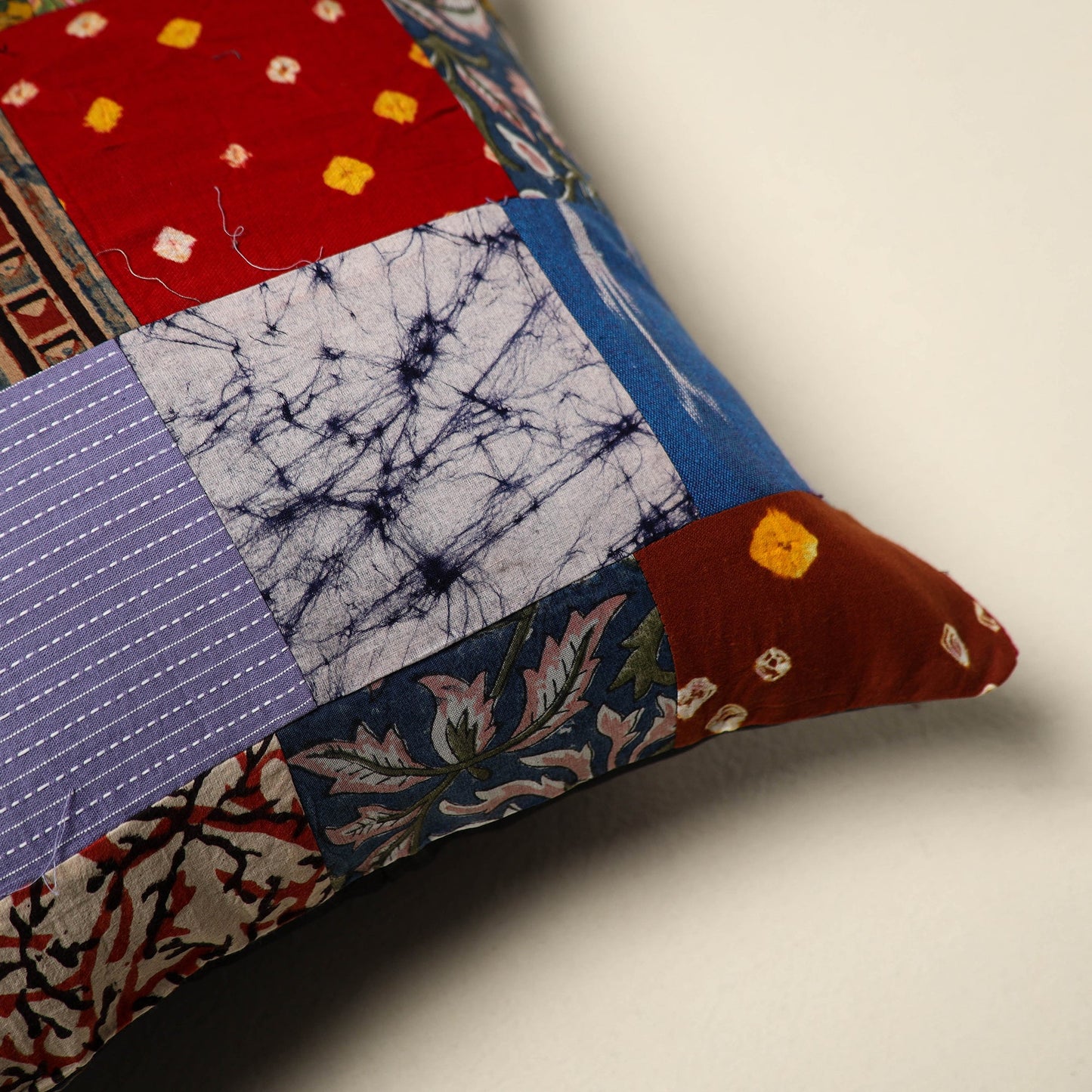 Multicolor - handcrafted cotton patchwork cushion cover 92