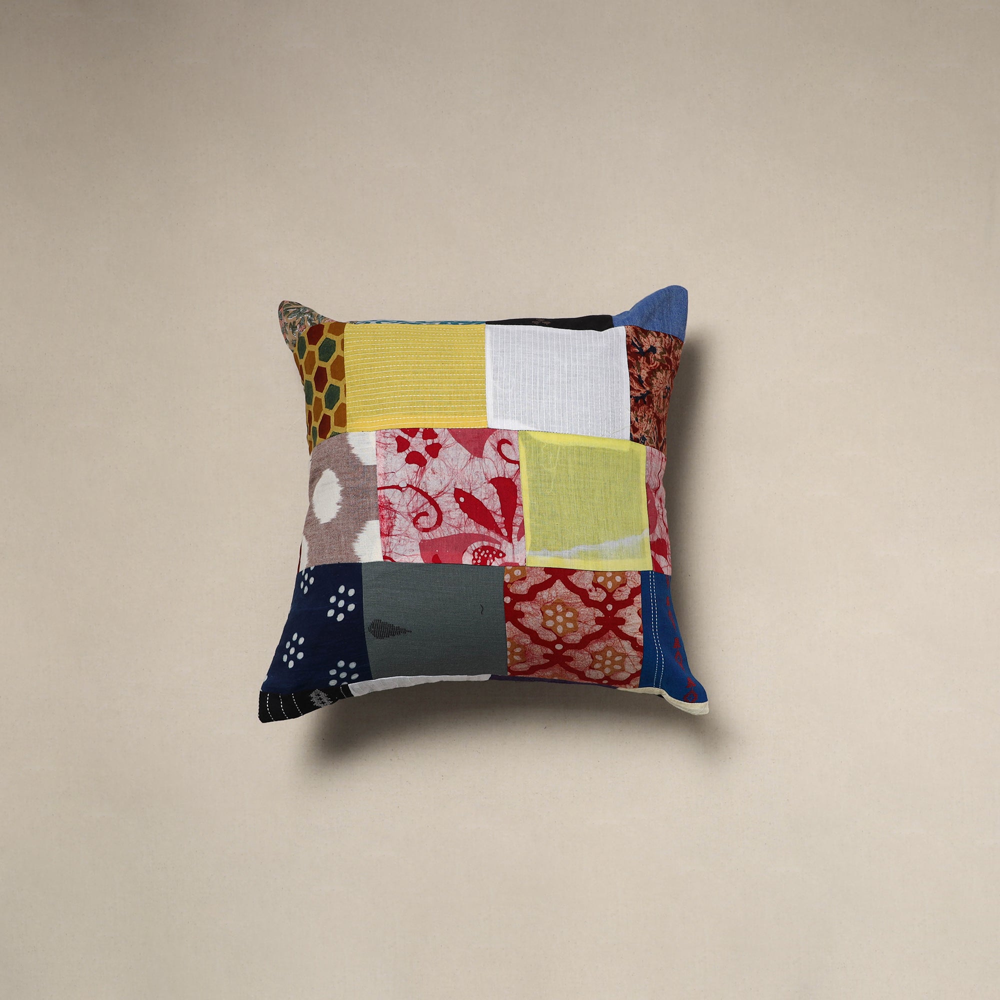 Multicolor - handcrafted cotton patchwork cushion cover 92