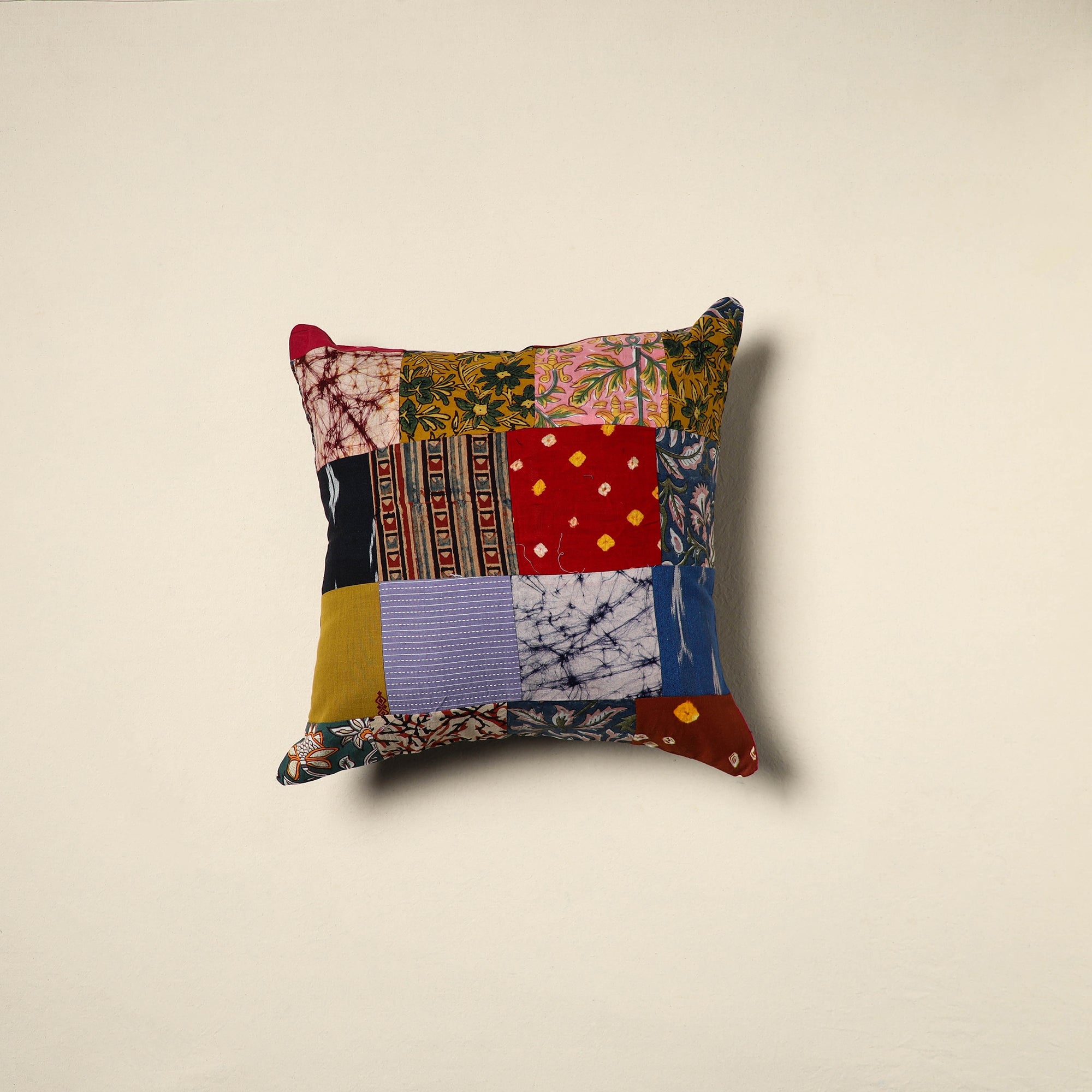 Multicolor - handcrafted cotton patchwork cushion cover 92