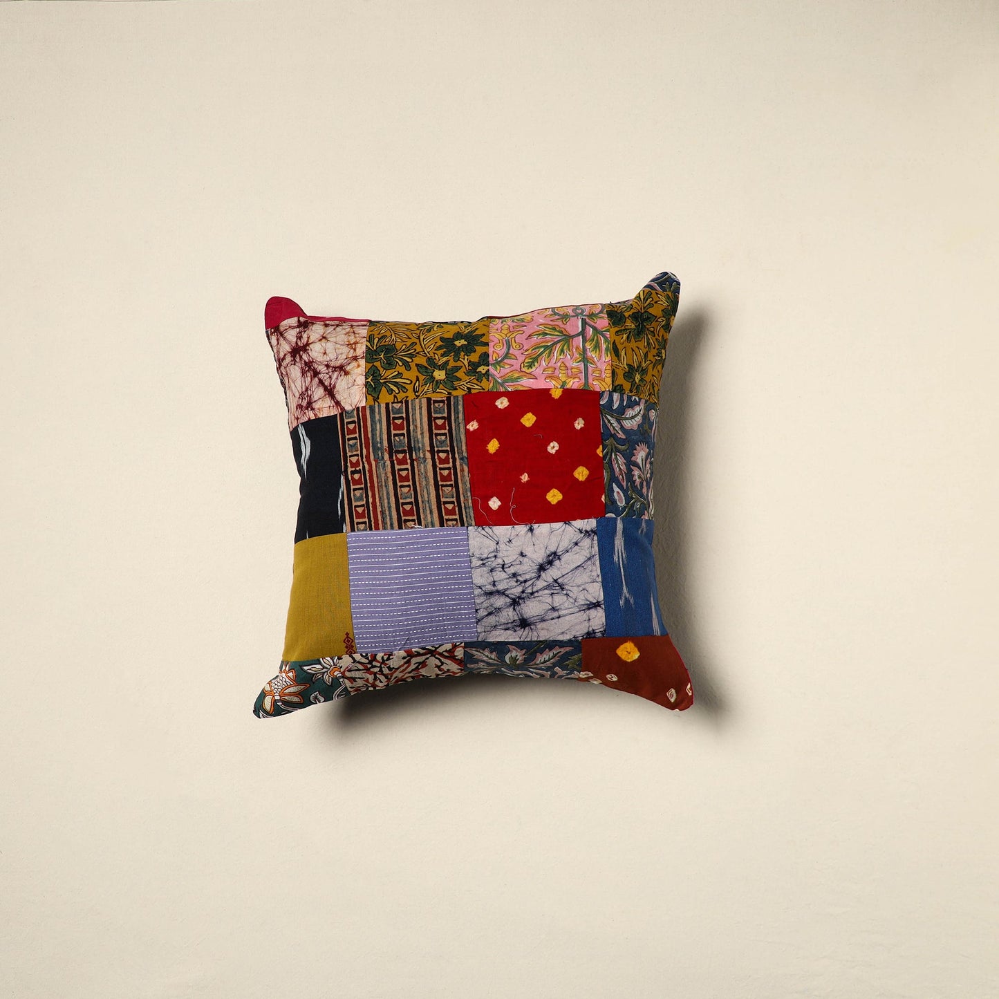 Multicolor - handcrafted cotton patchwork cushion cover 92