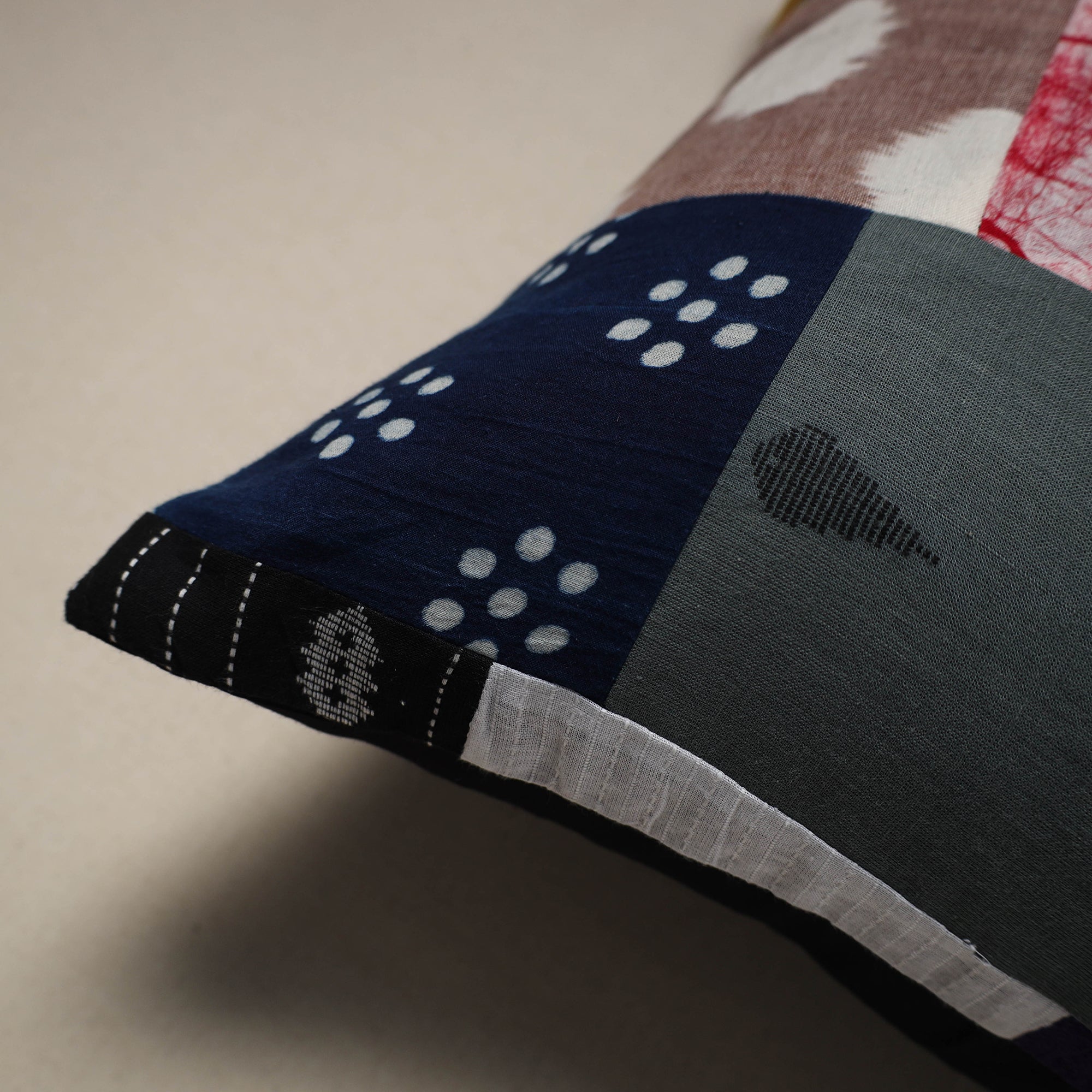 Multicolor - handcrafted cotton patchwork cushion cover 92