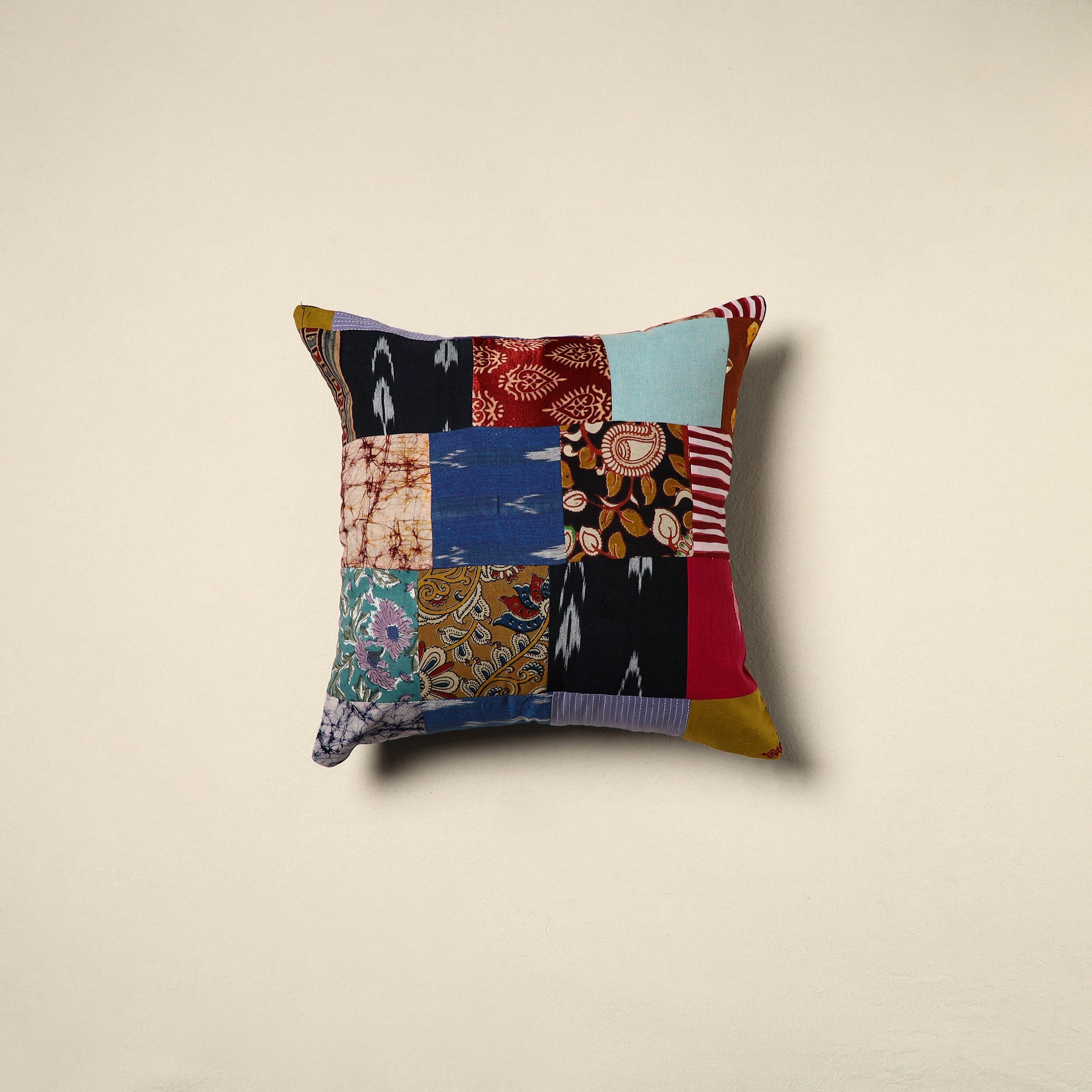Multicolor Handcrafted Cotton Patchwork Cushion Cover