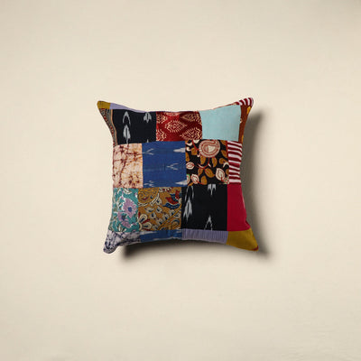 Multicolor Handcrafted Cotton Patchwork Cushion Cover