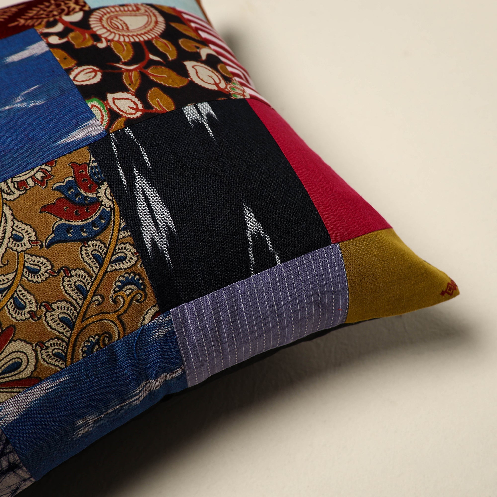 Multicolor Handcrafted Cotton Patchwork Cushion Cover