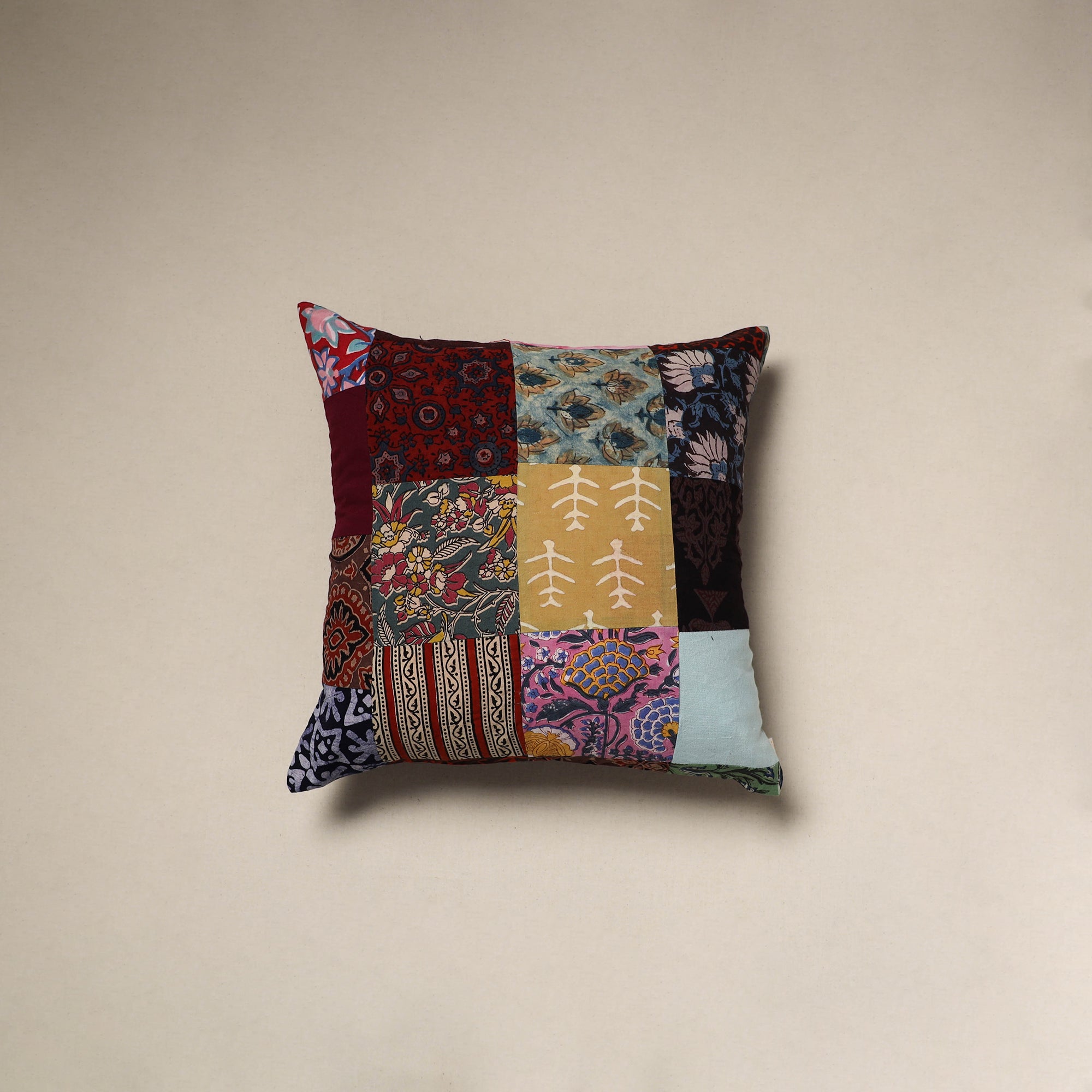 Handcrafted cotton patchwork cushion cover 93
