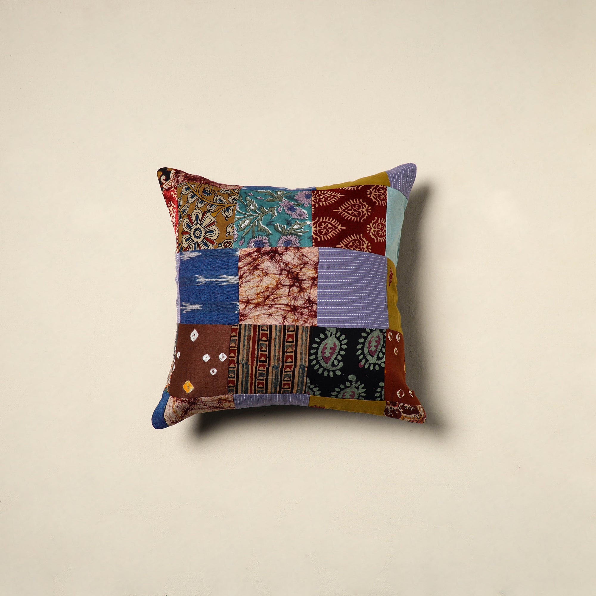 Multicolor Handcrafted Cotton Patchwork Cushion Cover