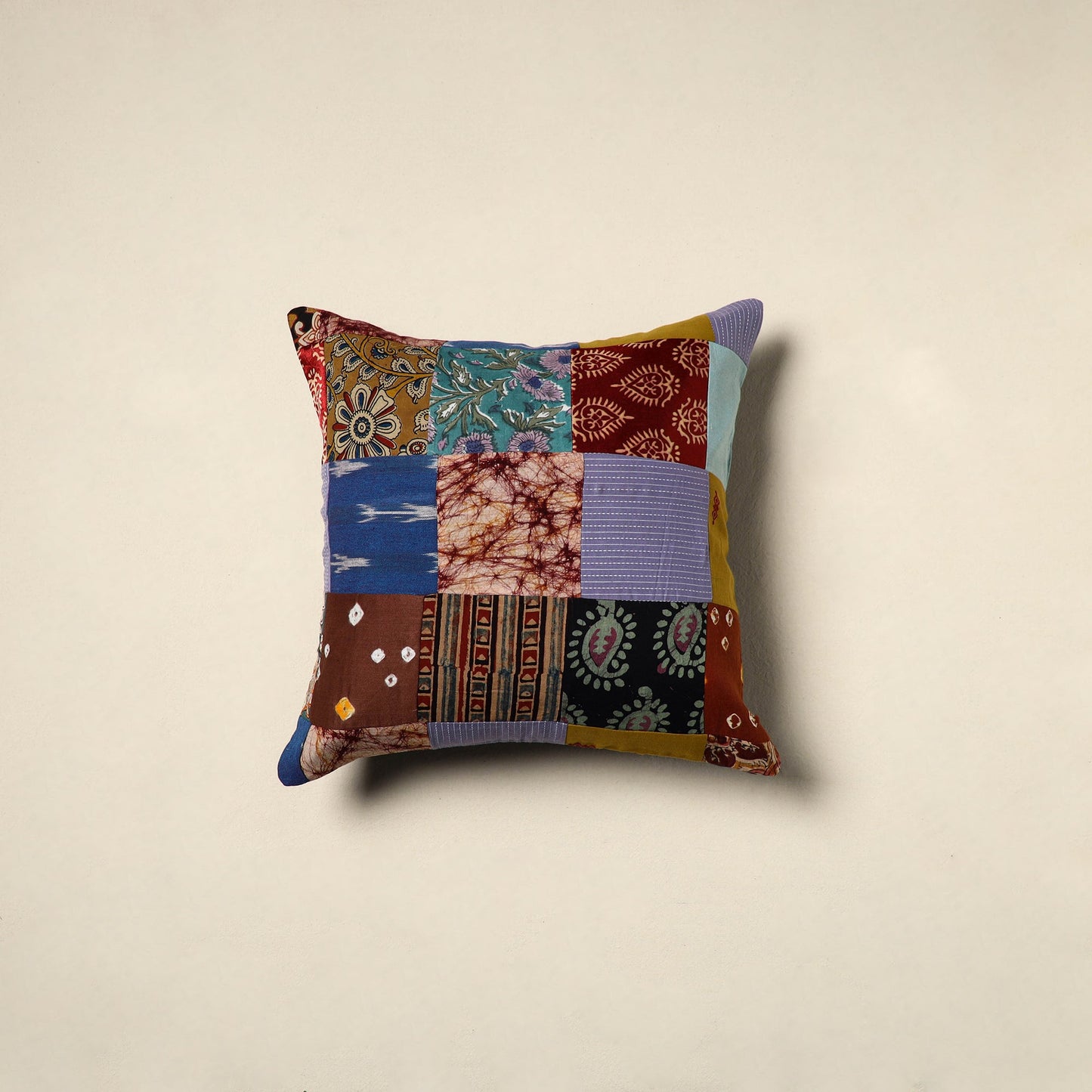 Multicolor Handcrafted Cotton Patchwork Cushion Cover