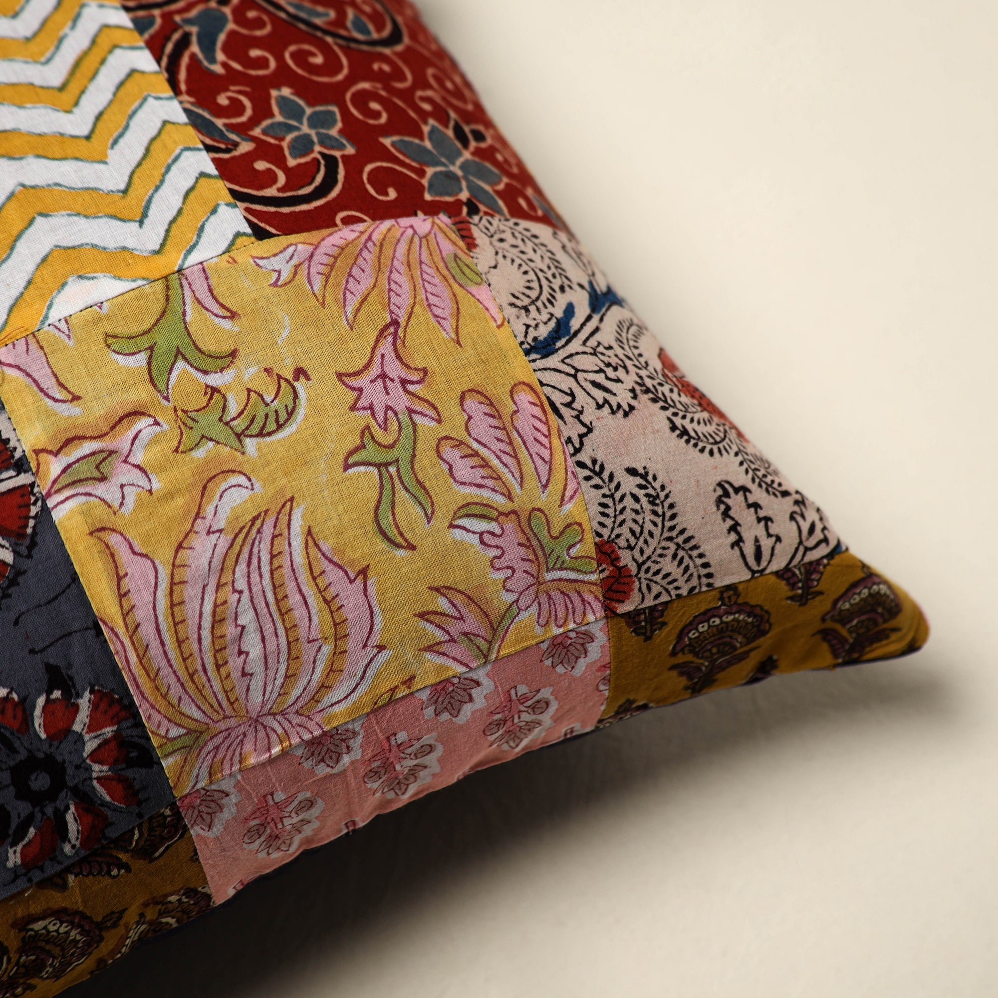 Multicolor - handcrafted cotton patchwork cushion cover 96