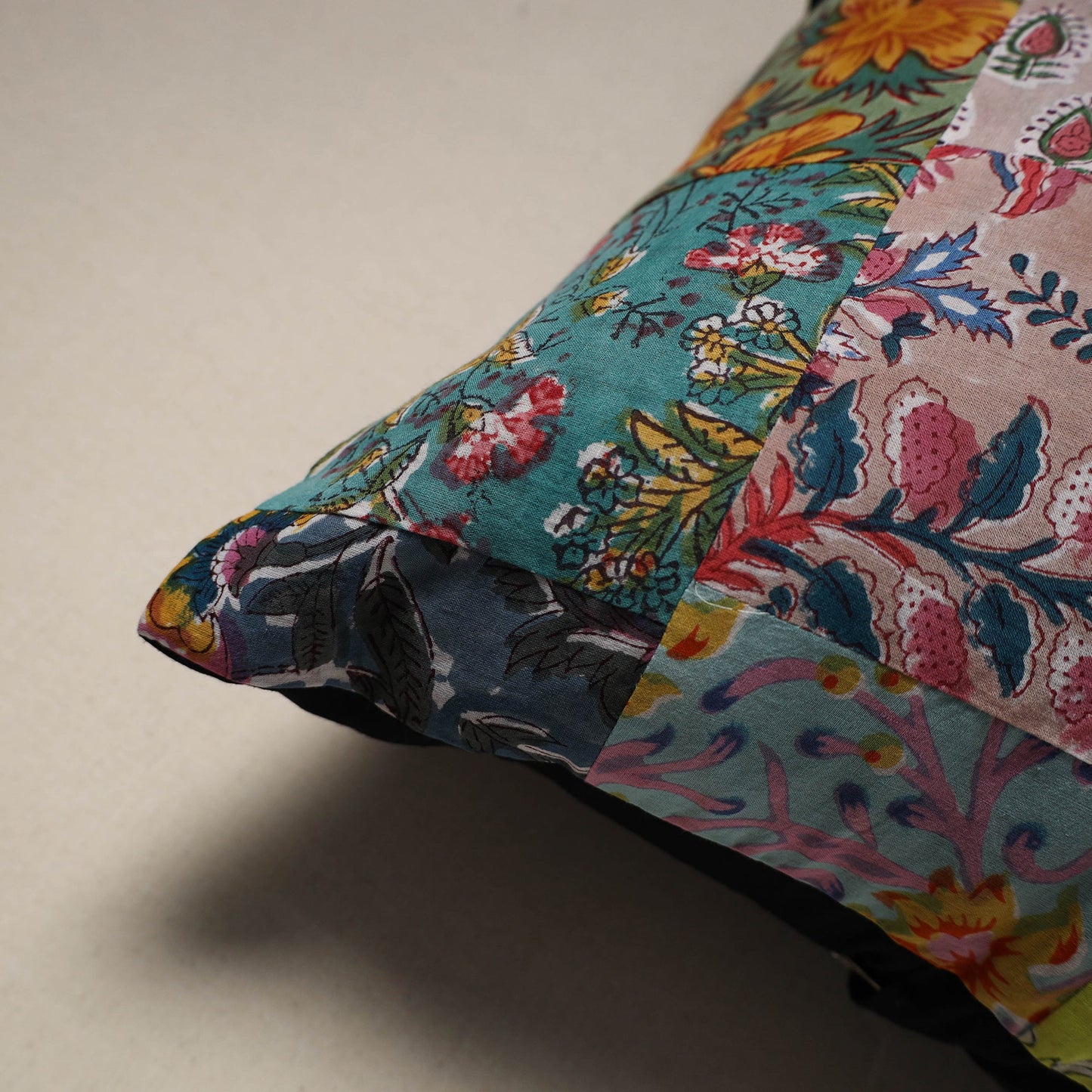 Multicolor - handcrafted cotton patchwork cushion cover 96