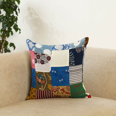  Multicolor Handcrafted Cotton Patchwork Cushion Cover