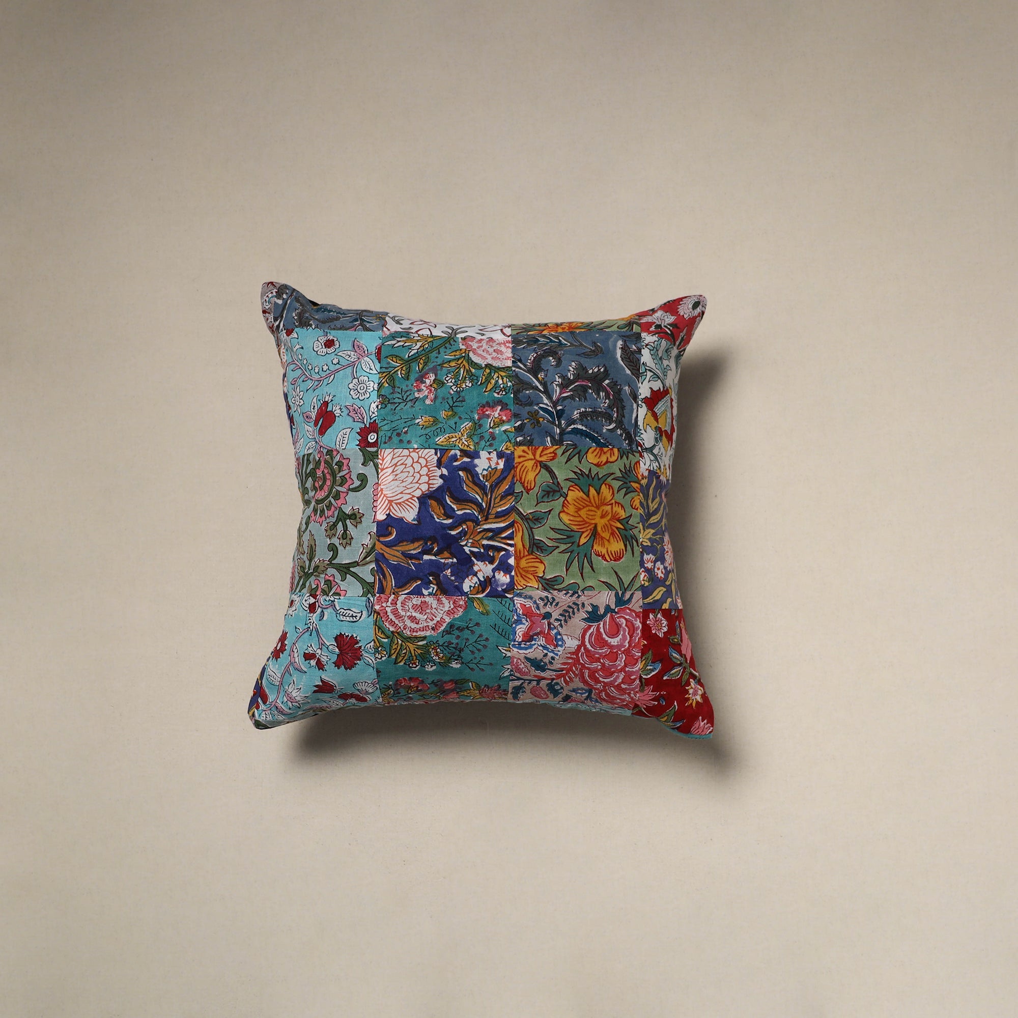 Multicolor - handcrafted cotton patchwork cushion cover 99