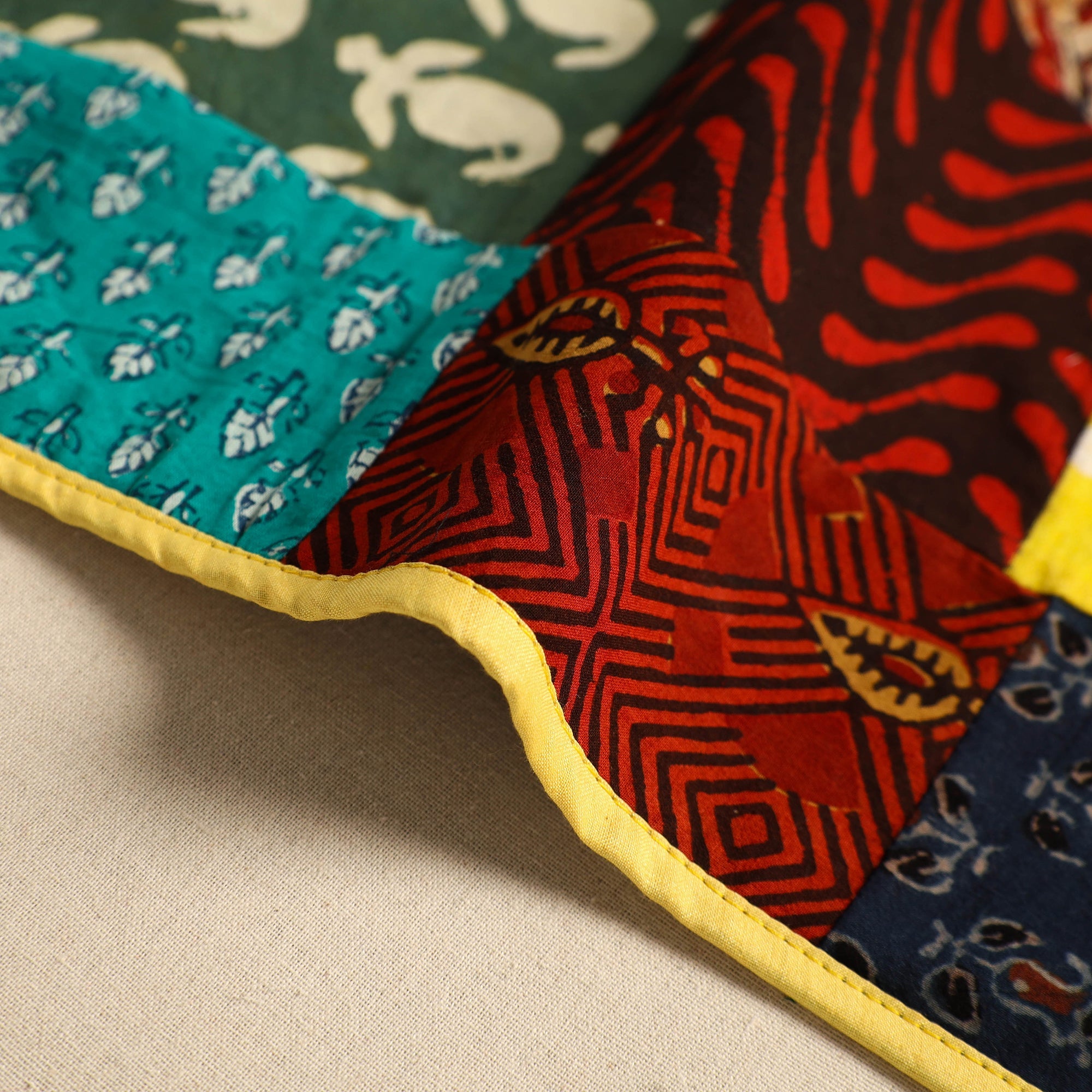  Multicolor Handcrafted Cotton Patchwork Table Mat