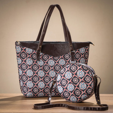  Handcrafted Cotton Running Sticth Shoulder Bag (Set of 2) 