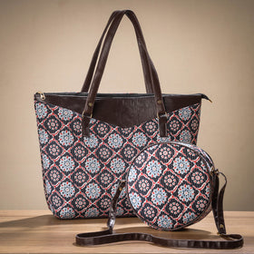  Handcrafted Cotton Running Sticth Shoulder Bag (Set of 2) 