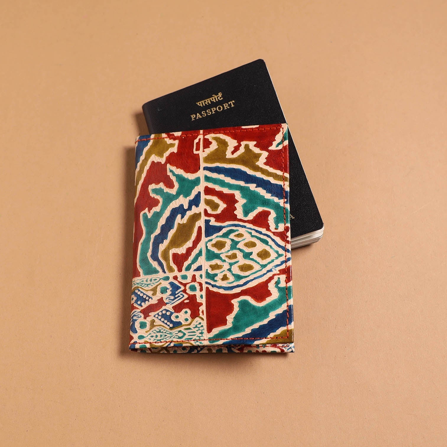 Handcrafted embossed leather passport cover 04