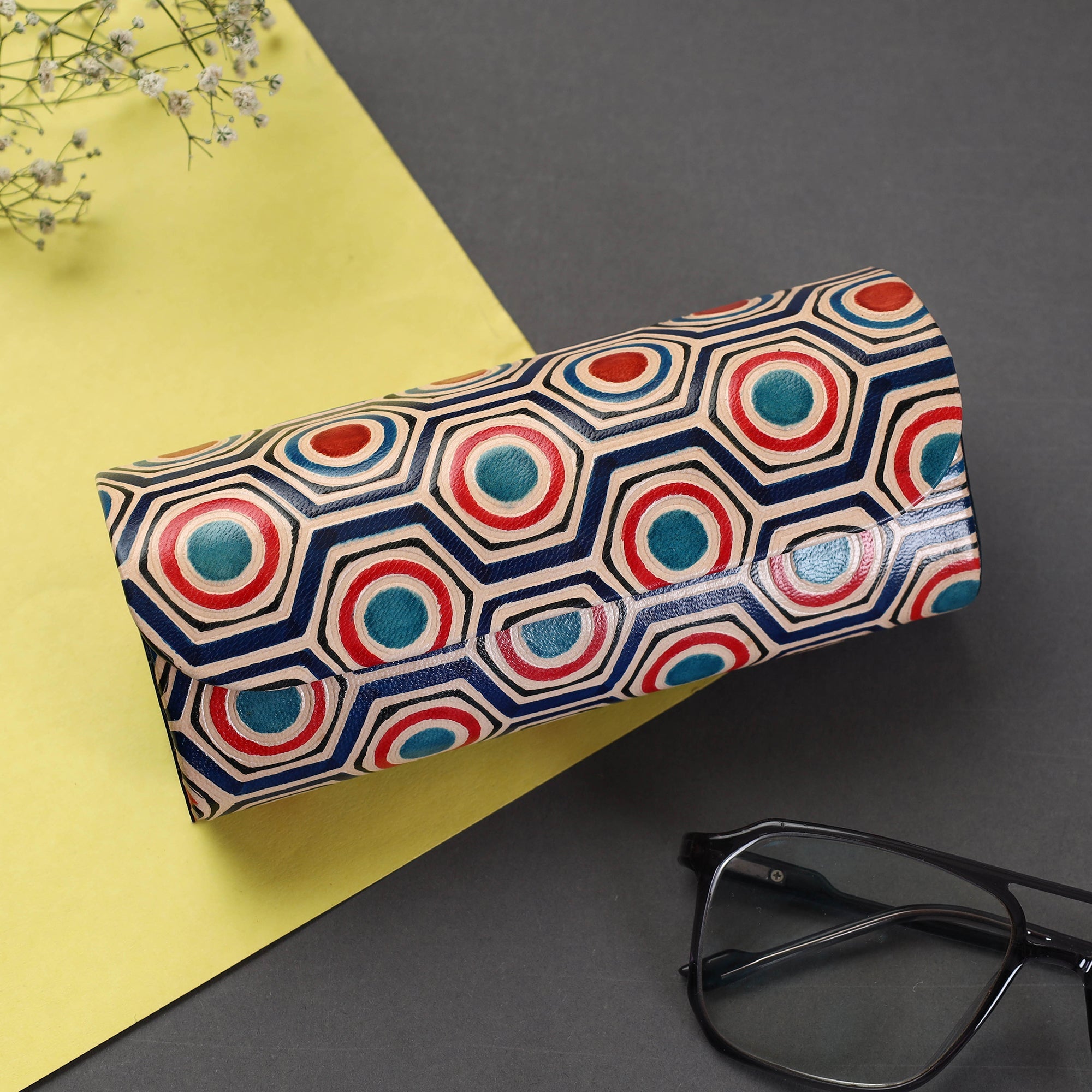 Multicolor Handcrafted Embossed Leather Spectacle Case 19
