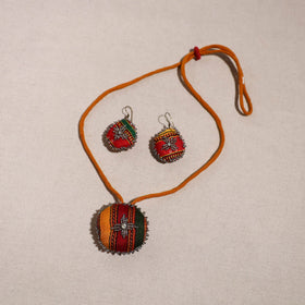 Multicolor - handcrafted fabart beaded necklace set 70