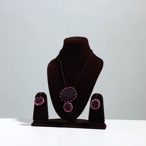 Multicolor - handcrafted fabart beaded necklace set 72