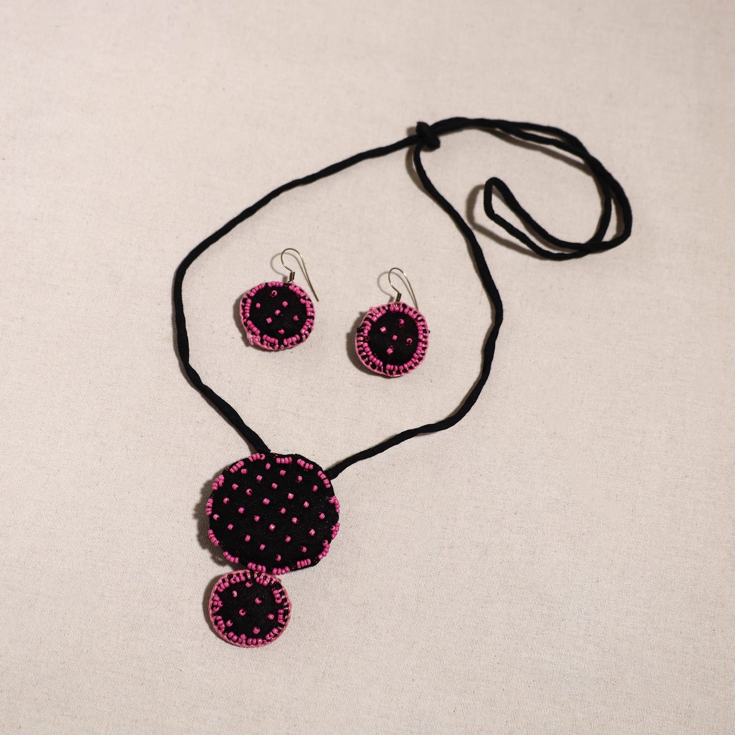 Multicolor - handcrafted fabart beaded necklace set 72