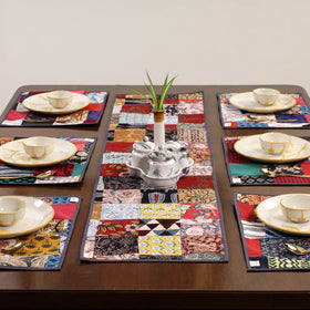 Multicolor - handcrafted cotton fusion table runner set