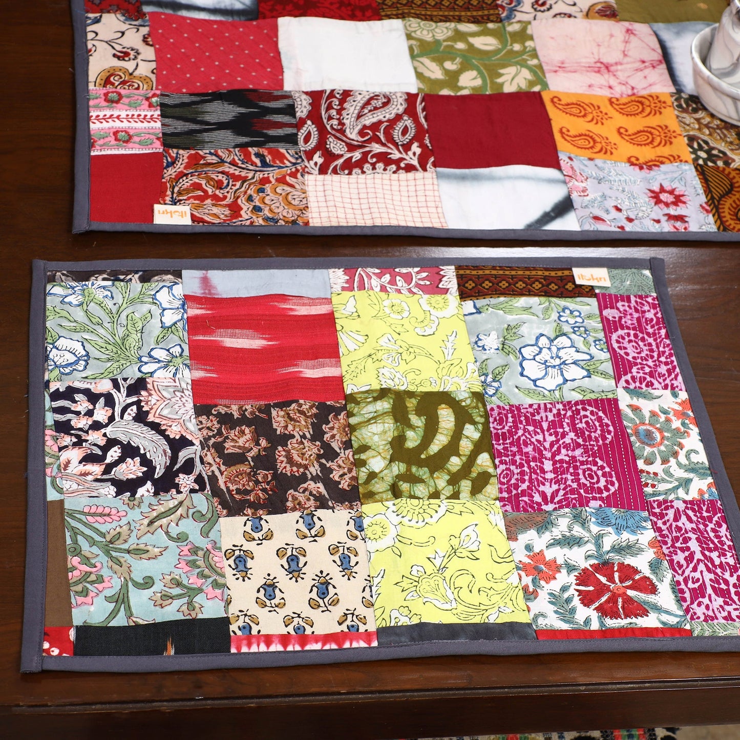 Multicolor - handcrafted cotton fusion table runner set
