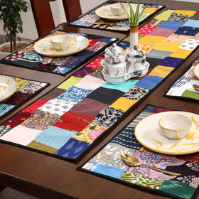 Multicolor - handcrafted cotton fusion table runner set