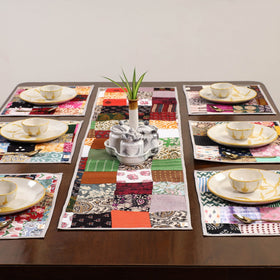 Multicolor - handcrafted cotton fusion table runner set