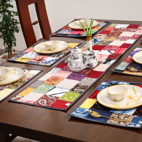 Multicolor - handcrafted cotton fusion table runner set