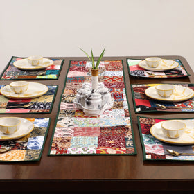 Multicolor - handcrafted cotton fusion table runner set