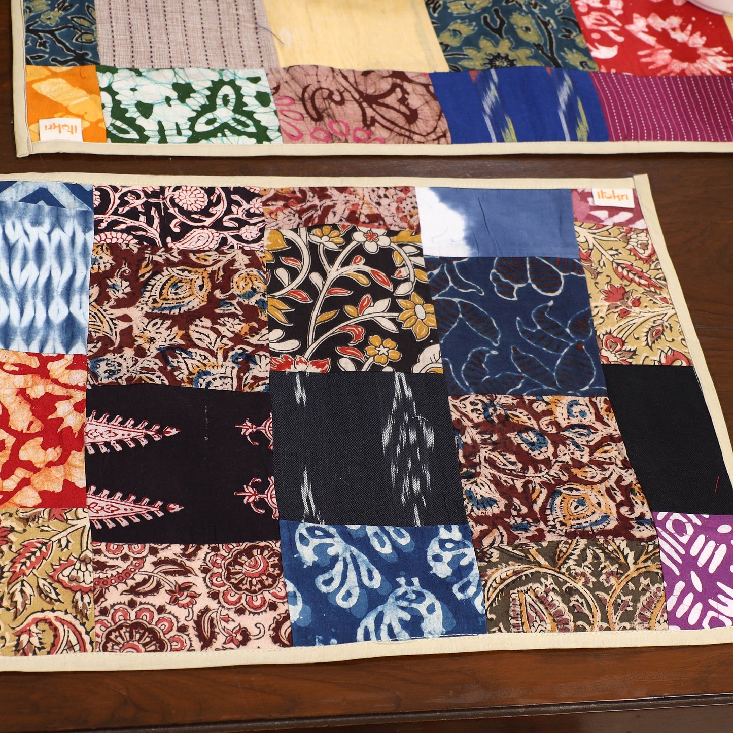 Multicolor - handcrafted cotton fusion table runner set