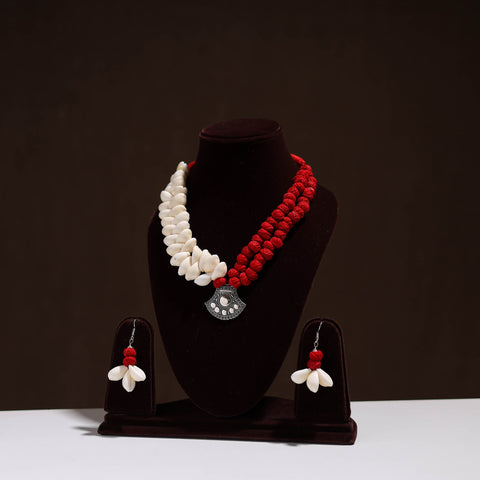 Multicolor - handcrafted german silver shell necklace set 02